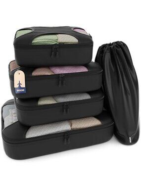 Packing Cubes Travel Organizer Set Luggage Compression Bags Laundry Bag 5 Piece